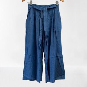 NEW Etienne Marcel Wide Leg Cropped Chambray Pant Small